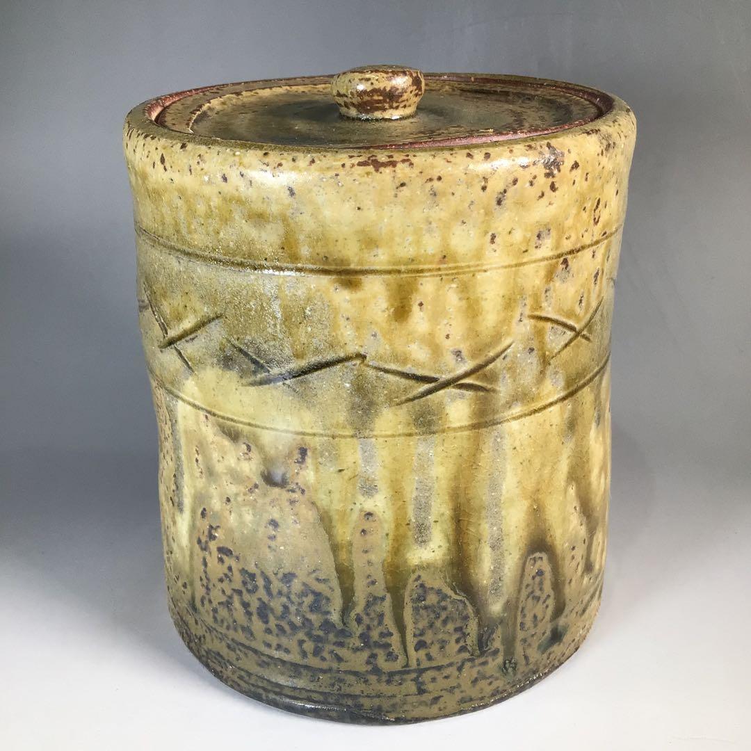 Ｎ６９３　水指　『温品焼』『康寿窯　本多康彦造』『一重口水指』　共箱　茶道具