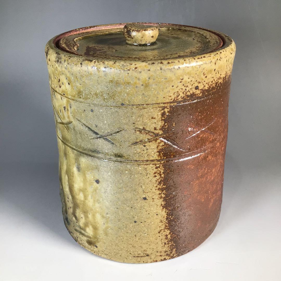 Ｎ６９３　水指　『温品焼』『康寿窯　本多康彦造』『一重口水指』　共箱　茶道具