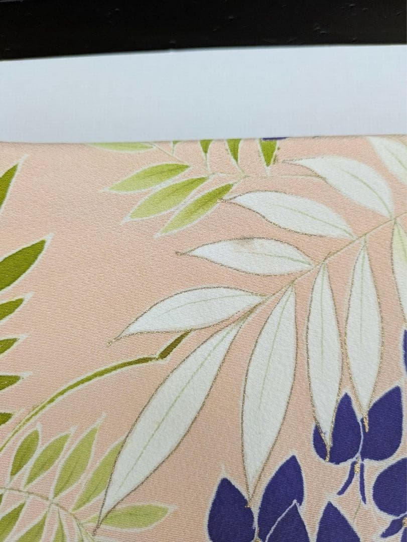 は*ー様 振袖 裄67 作家物 セミアンティーク 一つ紋 青海波に花柄金彩正絹T