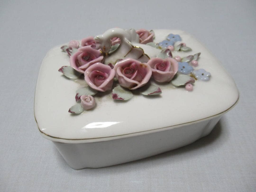 1947年頃 日本製輸出品◆磁器製 瀬戸ノベルティ CHIKUSA『白鳥と薔薇』