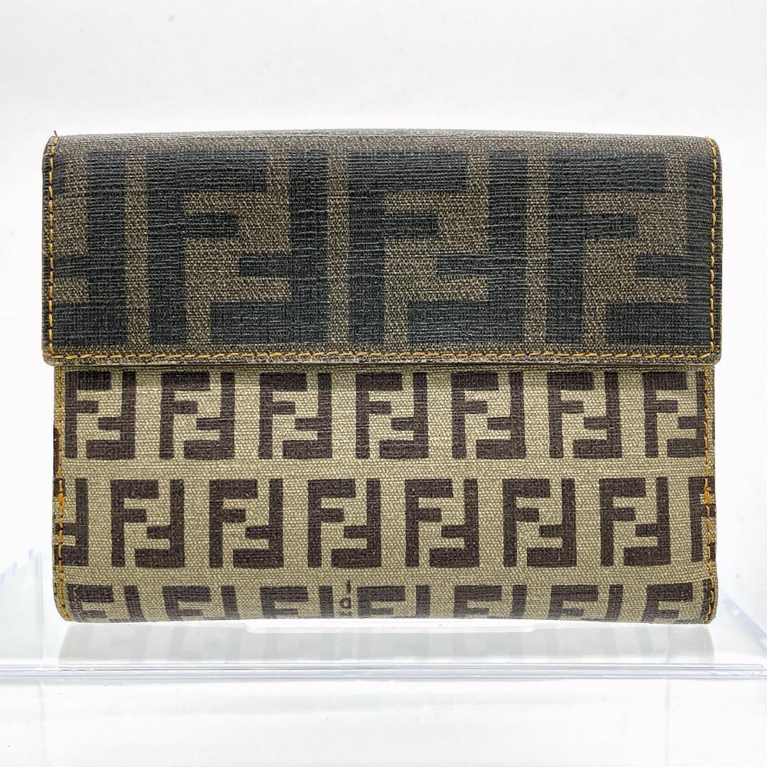 ■594 FENDI フェンディ FFズッカ柄 折り財布 ブラウン 茶 希少品