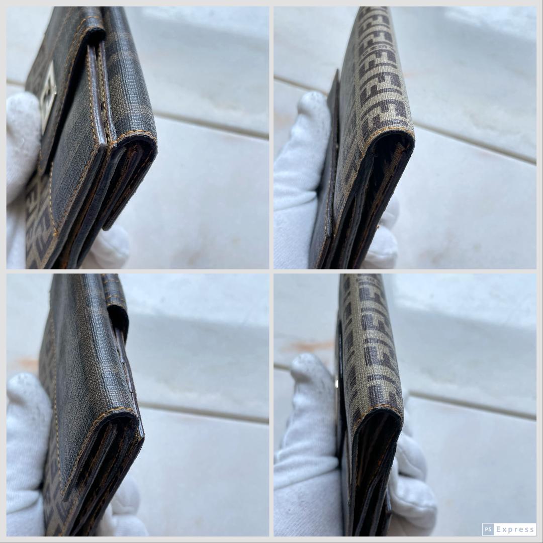 ■594 FENDI フェンディ FFズッカ柄 折り財布 ブラウン 茶 希少品