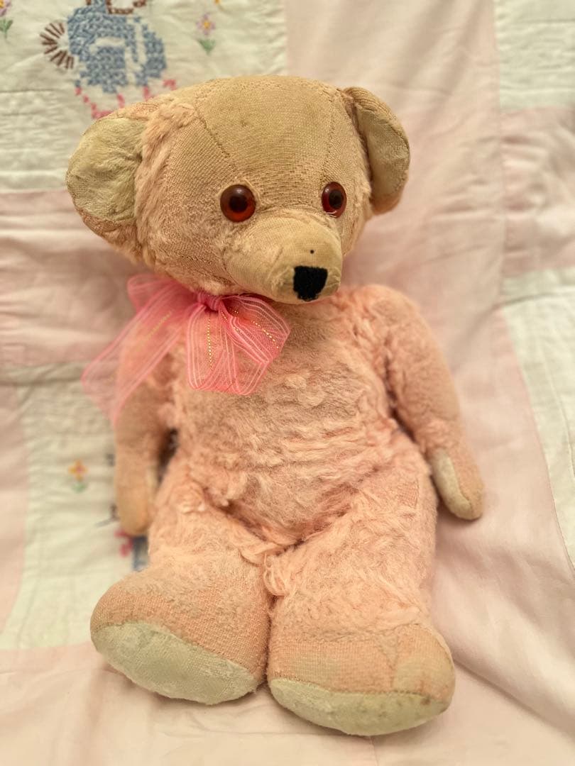 アンティーク ビンテージ イギリス ピンクベア テディベア くま ぬいぐるみ