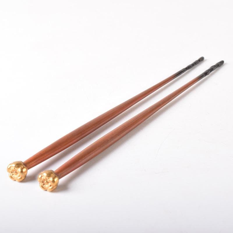 茶道具　岩田屋特製　鉄山造　黄銅　薫梅頭　飾火箸　共箱　C　7519