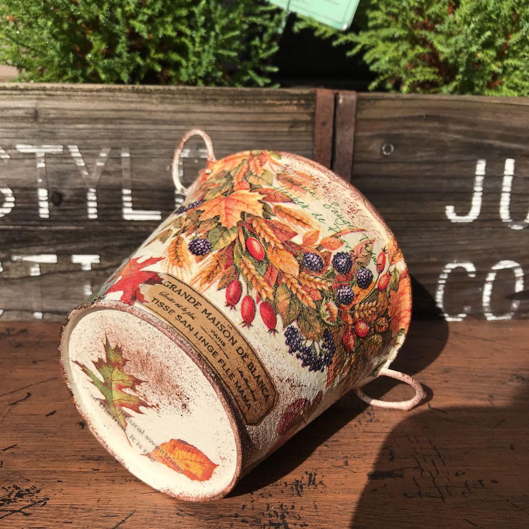 ミルキーさまご購入品　リメイク缶　バケツ型取手付き　 Mサイズ　パンプキン