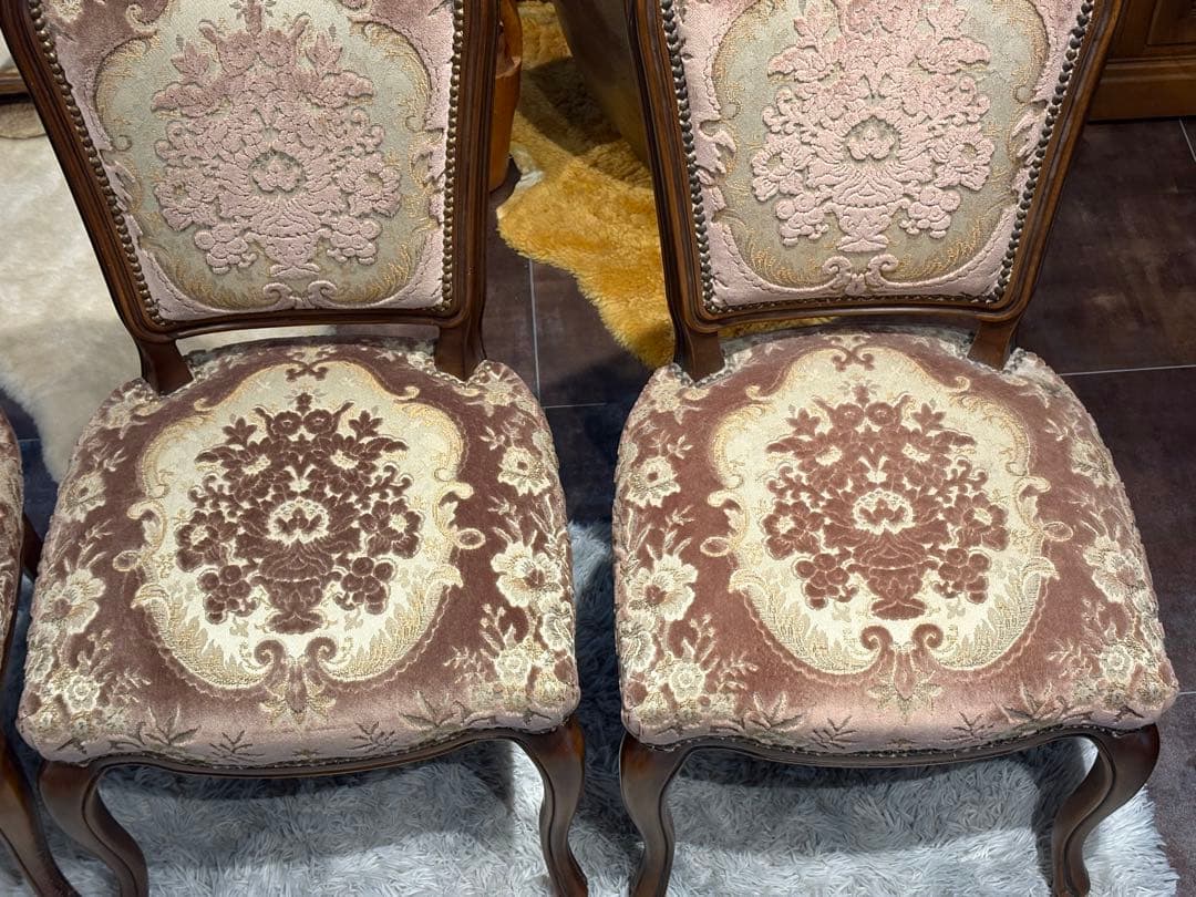 カリモク　karimoku 猫脚　クラシック　チェア4脚　金華山織　IGR