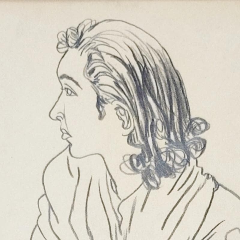 ☆中西利雄☆「婦人像」素描　デッサン画 大衣サイズ