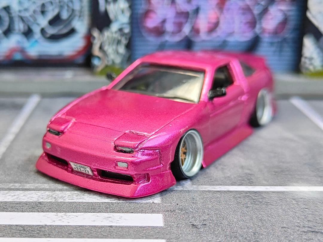 ホットウィールカスタム 日産 180sx フルエアロ キャンディー色トミカ改造
