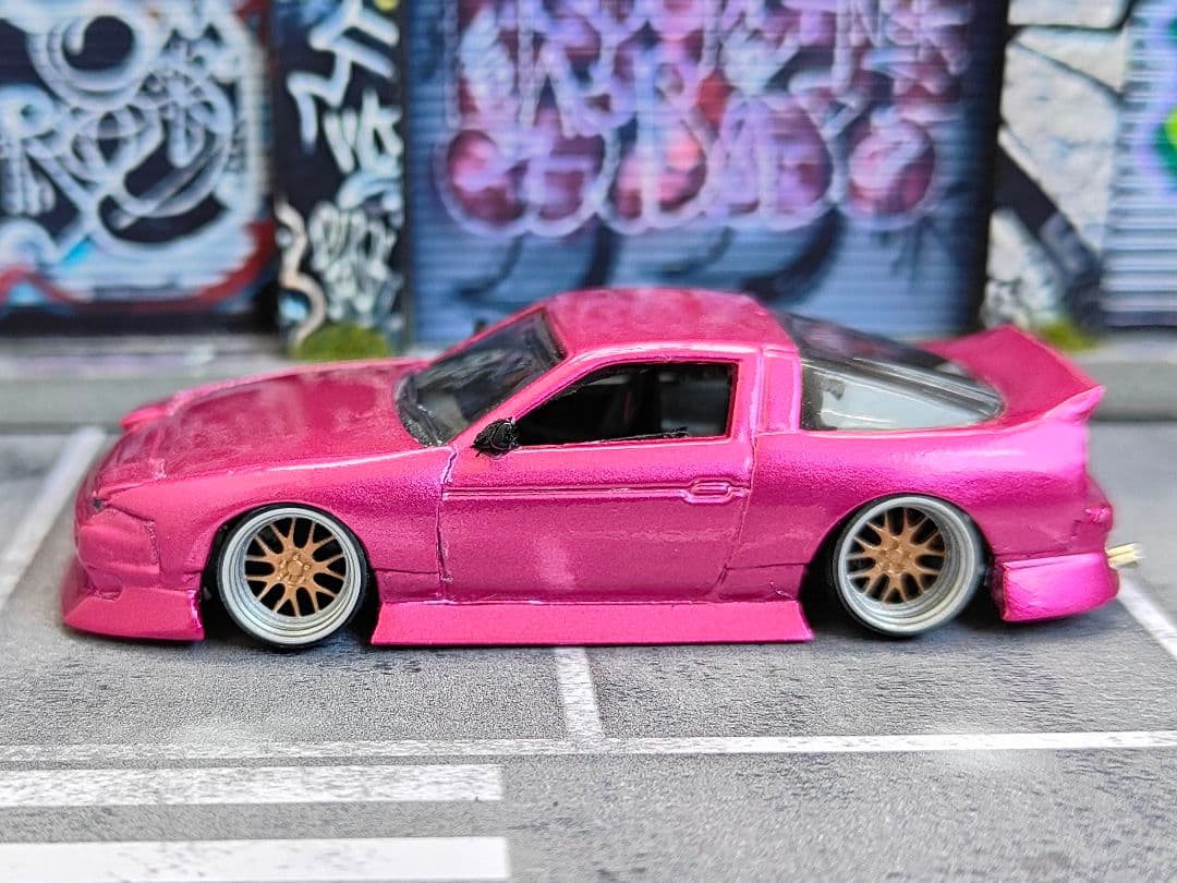 ホットウィールカスタム 日産 180sx フルエアロ キャンディー色トミカ改造