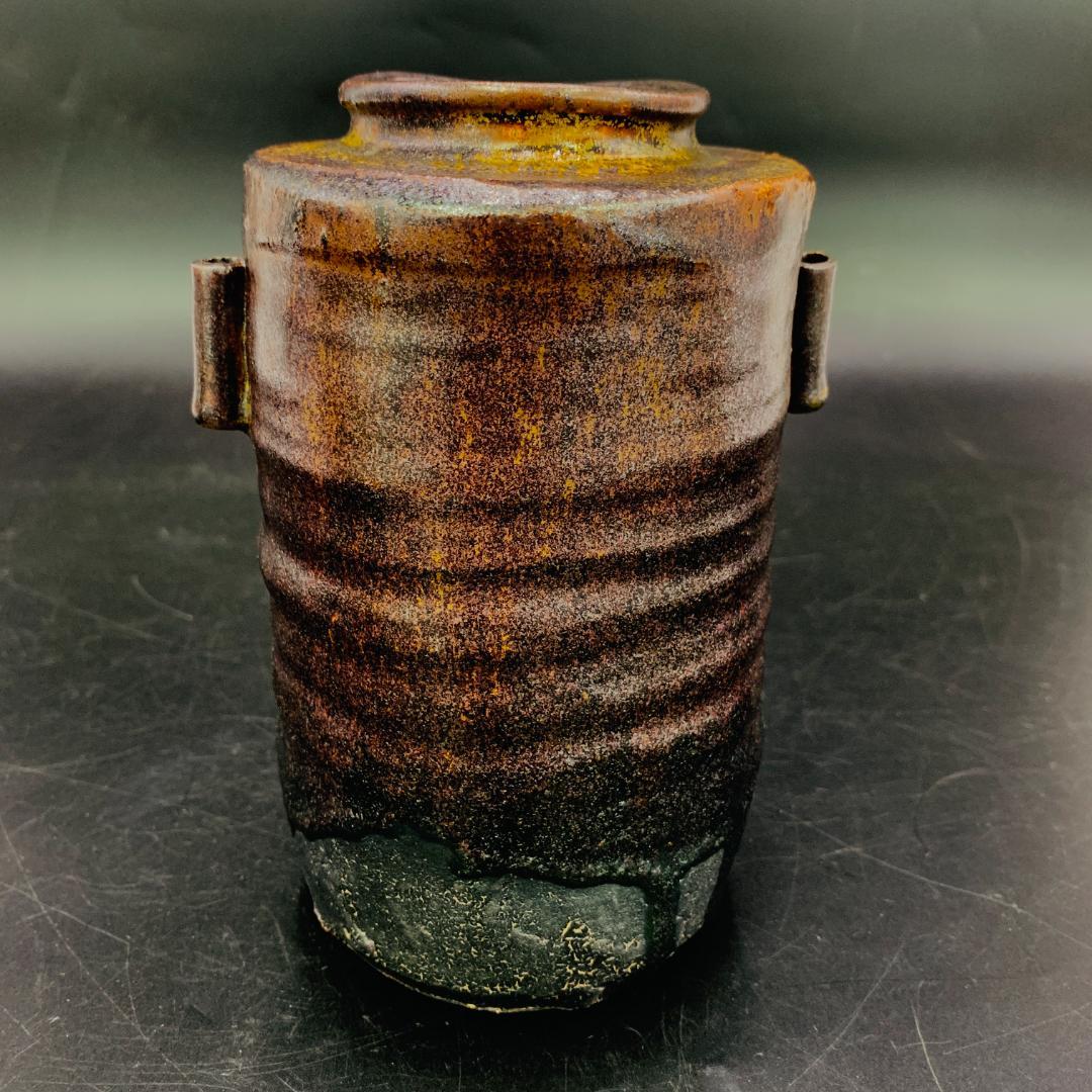 美品 加藤春鼎 作 瀬戸焼 花入 共箱 栞付