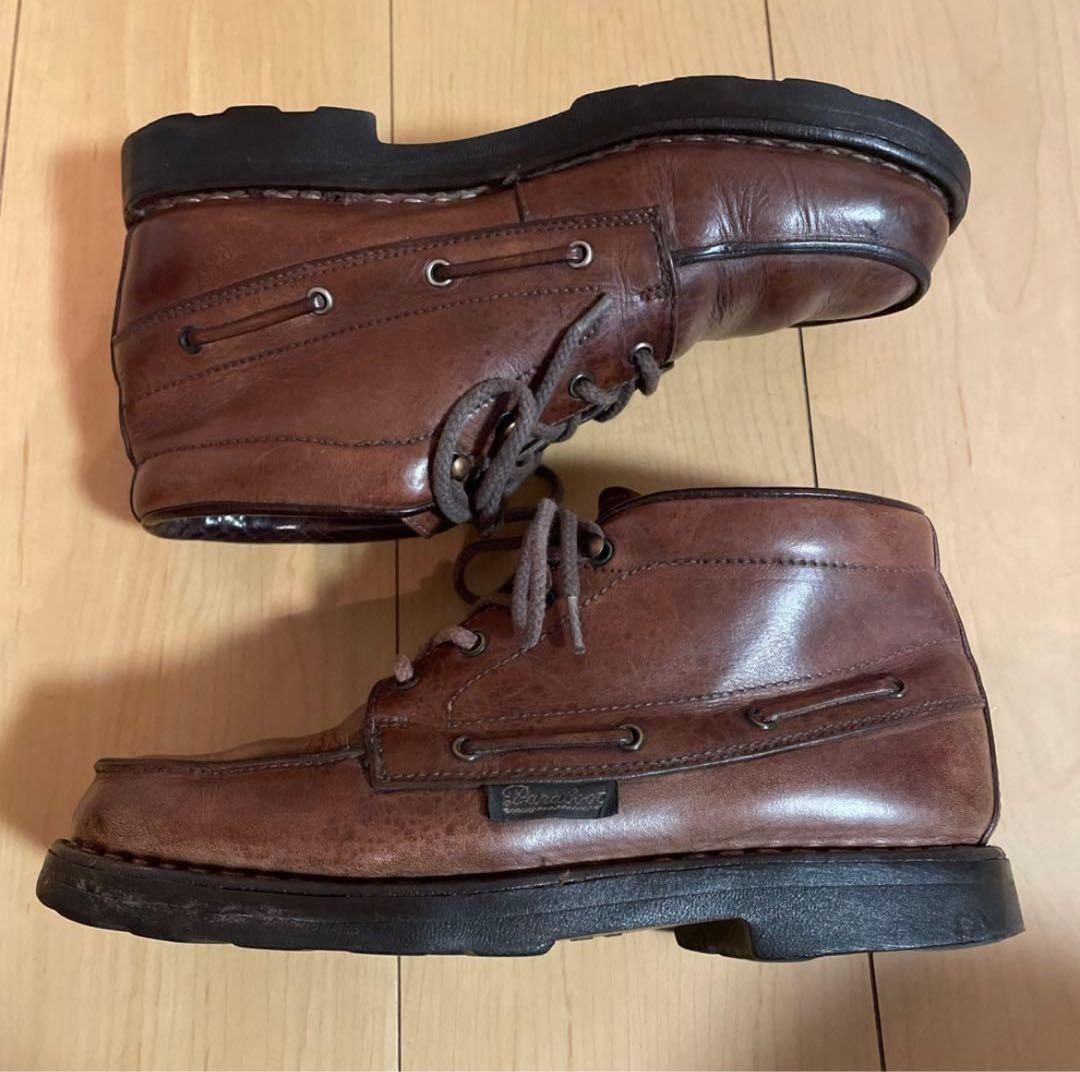 フランス製【パラブーツ】ヴィンテージでかタグ ミドルカットモカシンレザーシューズ