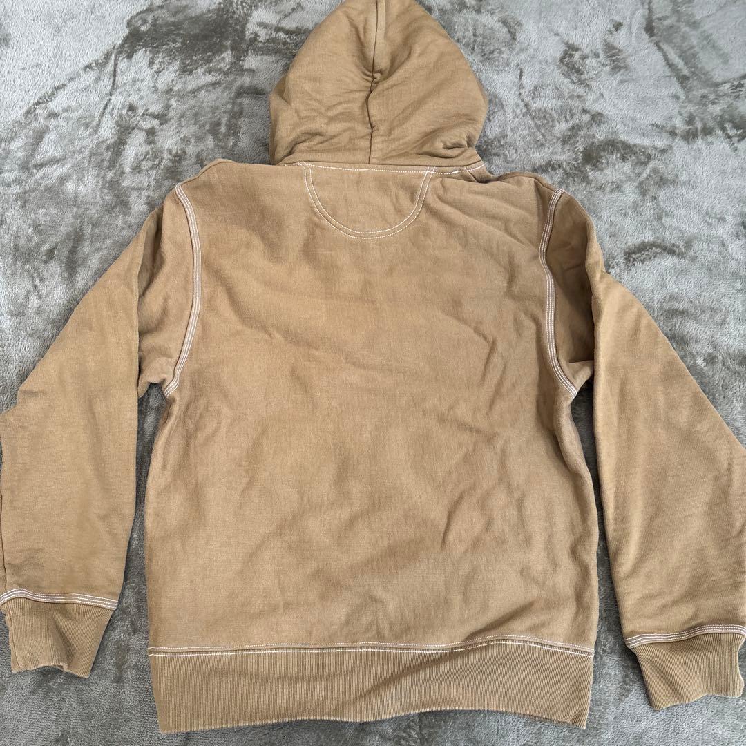 ベージュ フード付き スウェットパーカー