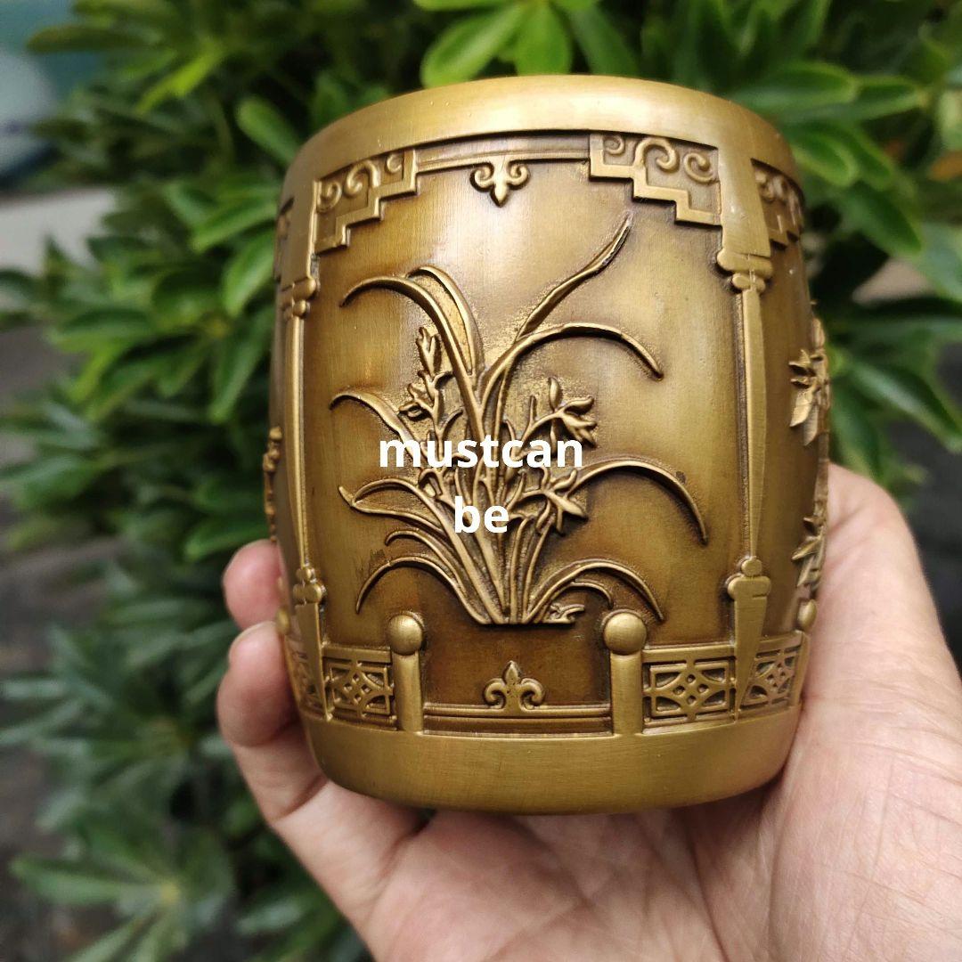 銅器 梅蘭竹菊 筆箱 書道具 文房具 現代工芸品 美術品 置物