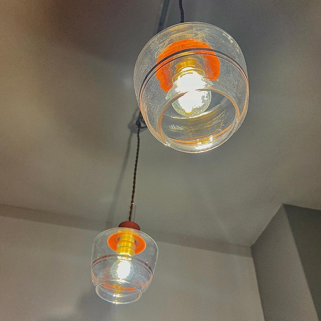 ペンダントランプ ペア ハリオ Hoya 昭和レトロ アップサイクル 照明器具