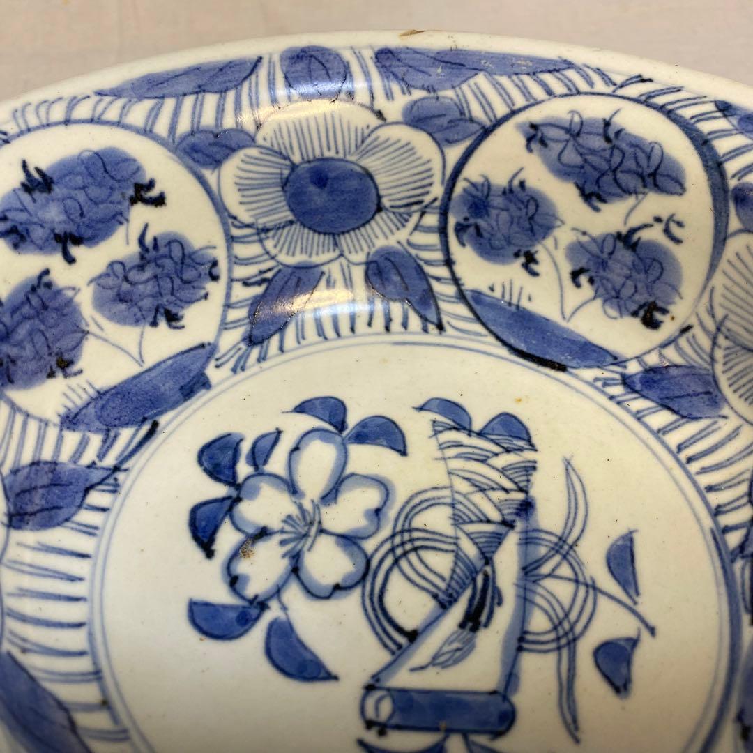 伊万里　古伊万里　鉢　染付　花の図　唐草