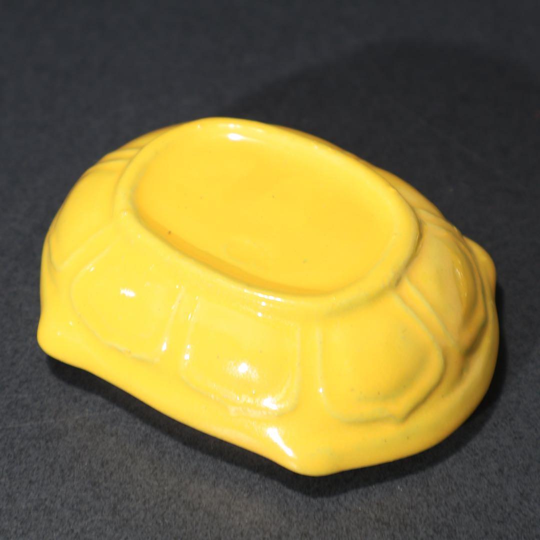 【茶道具】香合　亀　黄交趾　真清水蔵六　共箱　R1569ダN