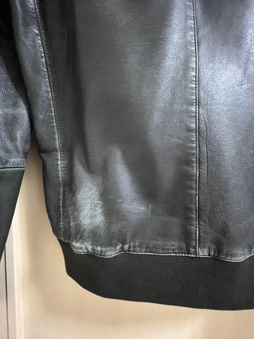 オールセインツ フード付き ブラックレザージャケット S