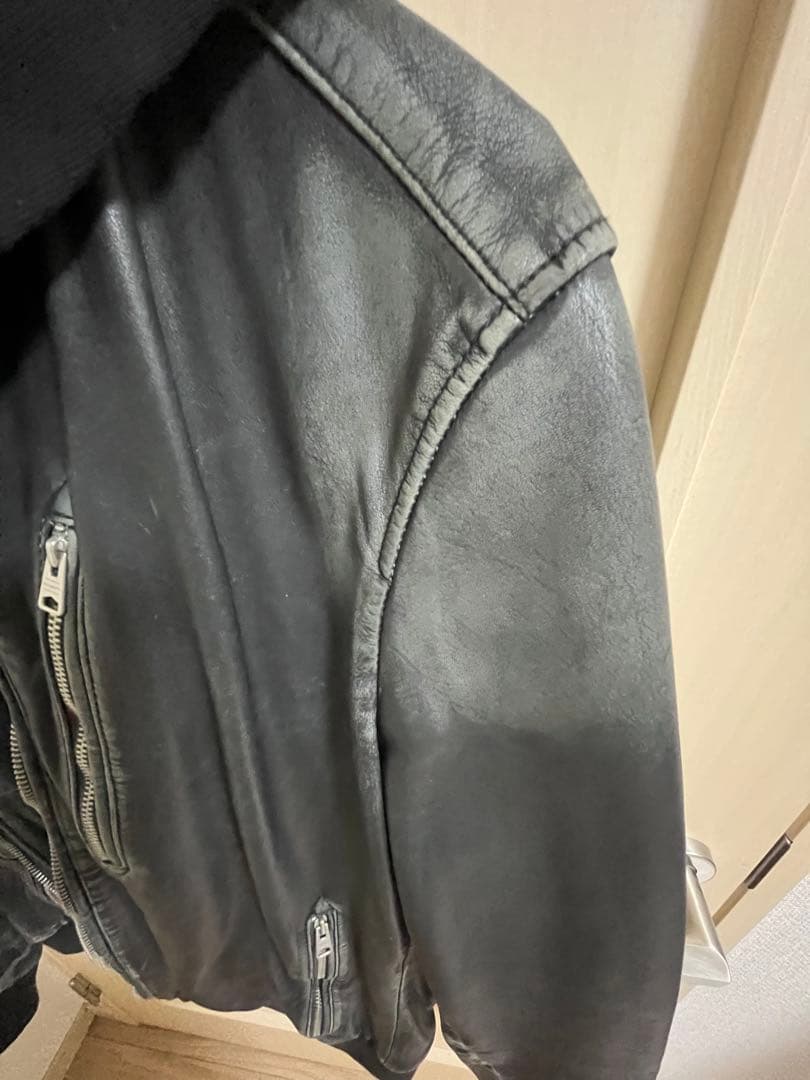 オールセインツ フード付き ブラックレザージャケット S