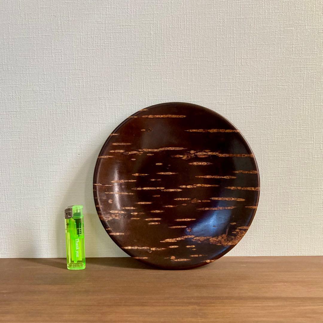 【工芸品2点セット】茶道具 本漆塗り 天然木/桜皮細工 お盆 菓子器 樺細工