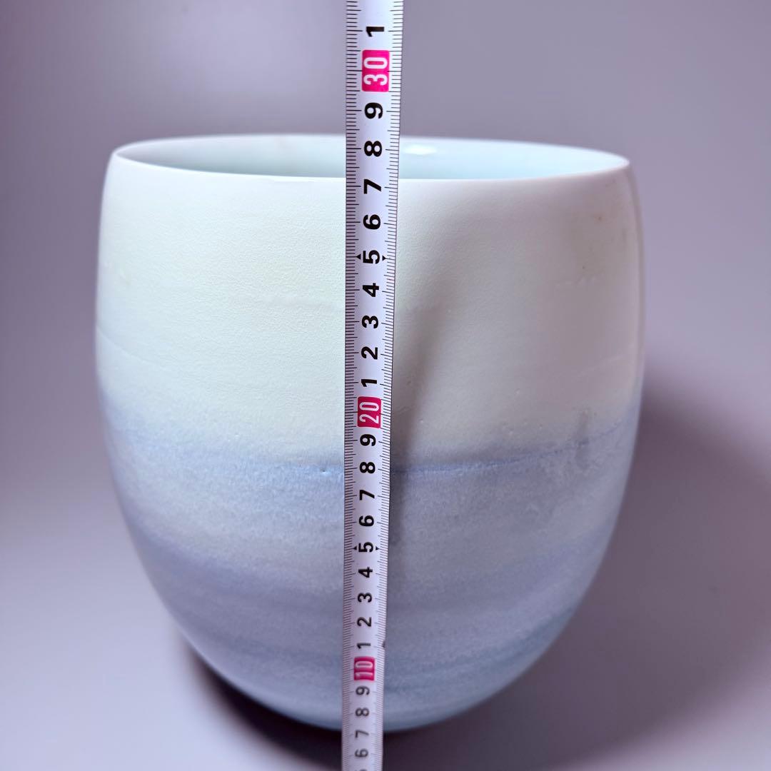 陶芸凌山　松尾重利　銘　「雲海」　花生　大作　上位作　共箱　日展作家　高さ27㎝