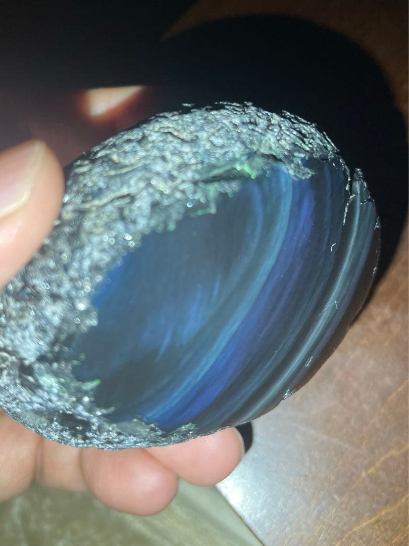 研磨品　十勝石玲瓏　複合色レインボーオブシディアン