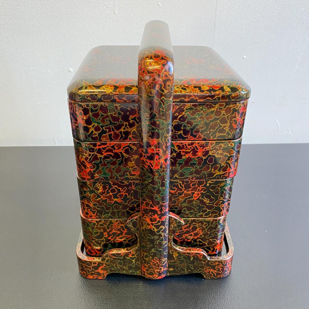 津軽塗 漆器 重箱 5.5手提げ四段 漆塗 天然木 外箱 未使用品