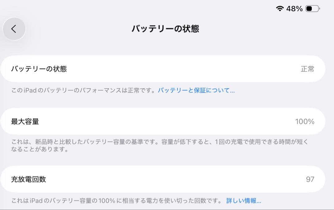 iPad Pro m4 11インチ バッテリー容量100%