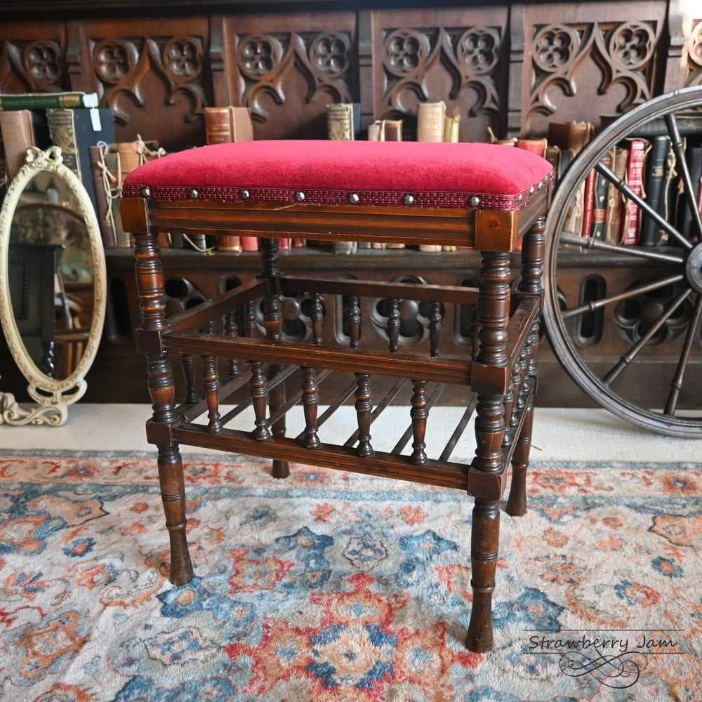 L3705-17 英国アンティーク スツール ピアノスツール 収納スツール