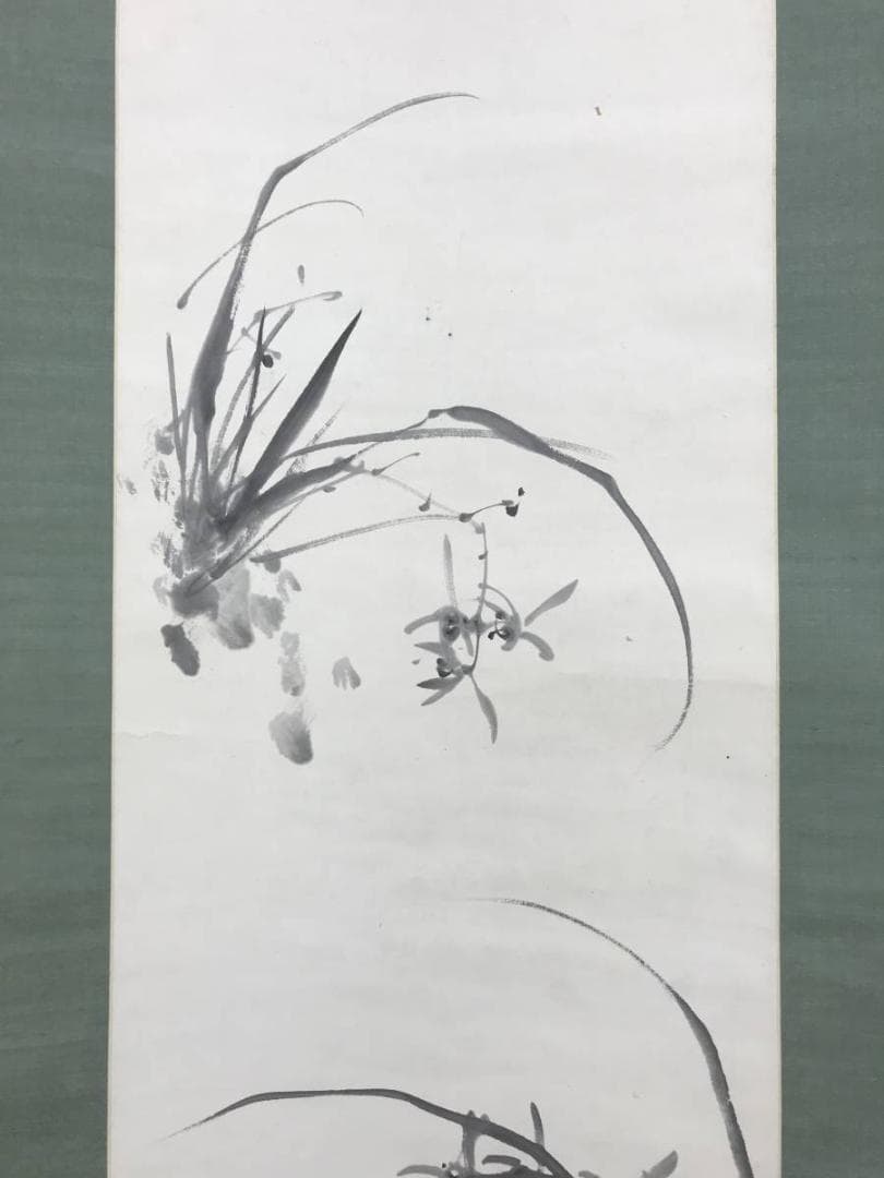 真作/滝和亭/秋蘭図/ラン図/花図/花鳥図/掛軸☆宝船☆AE-415