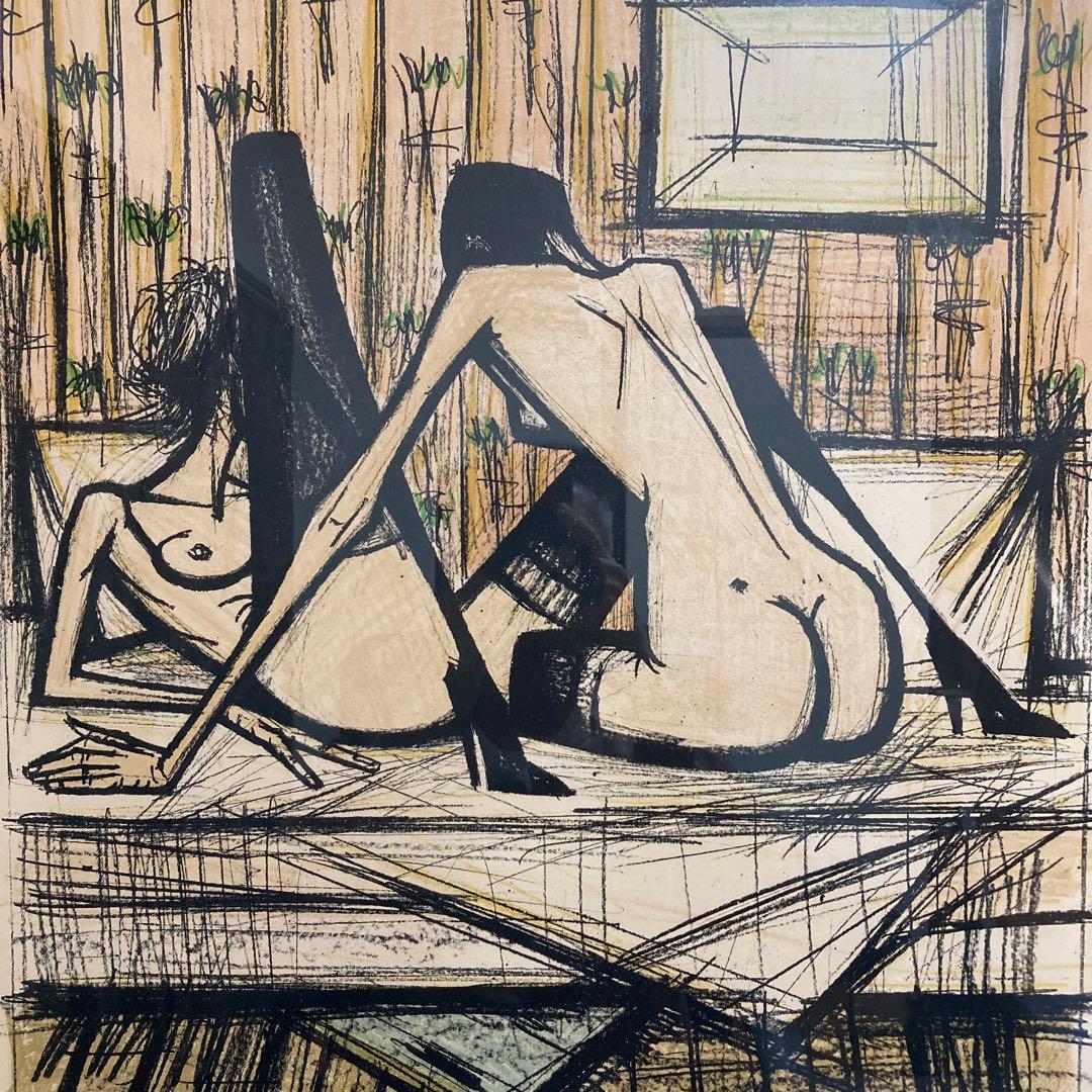 【真作】ベルナール・ビュッフェ「女の遊び」リトグラフ 直筆サイン  版画 絵画