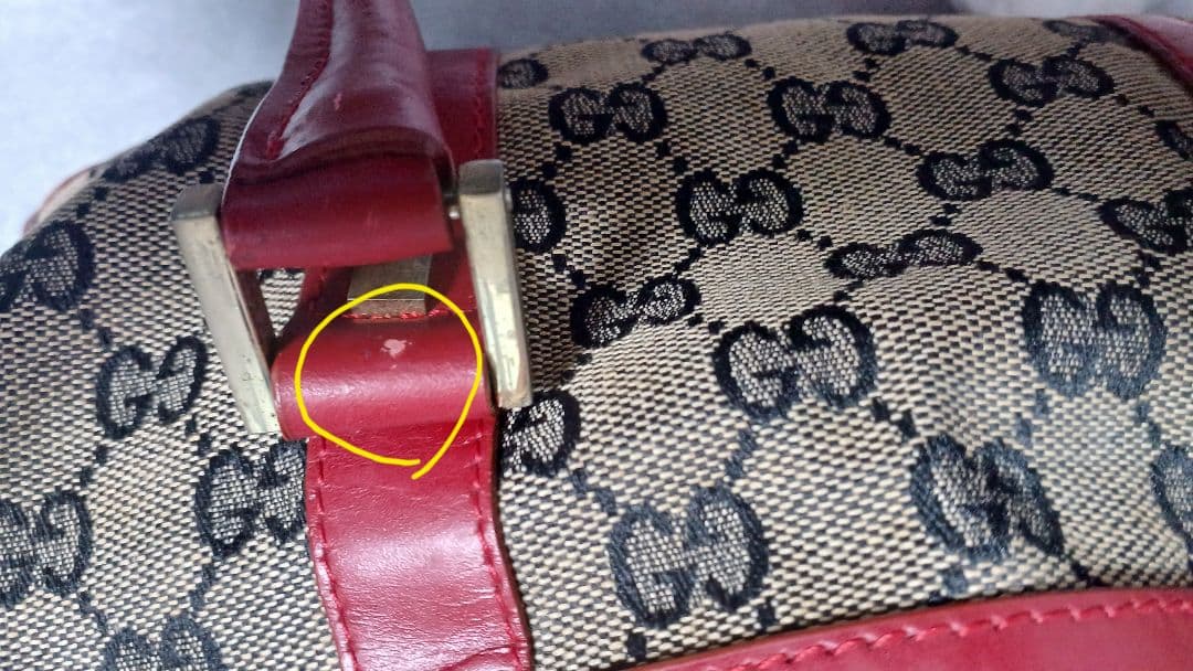 GUCCI ロゴ柄 ハンドバッグ ベージュ/レッド