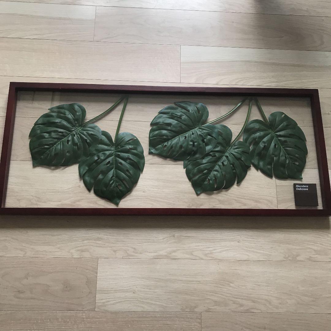 リーフパネルアート　植物絵画　モンステラ　大　北欧風モダンアート