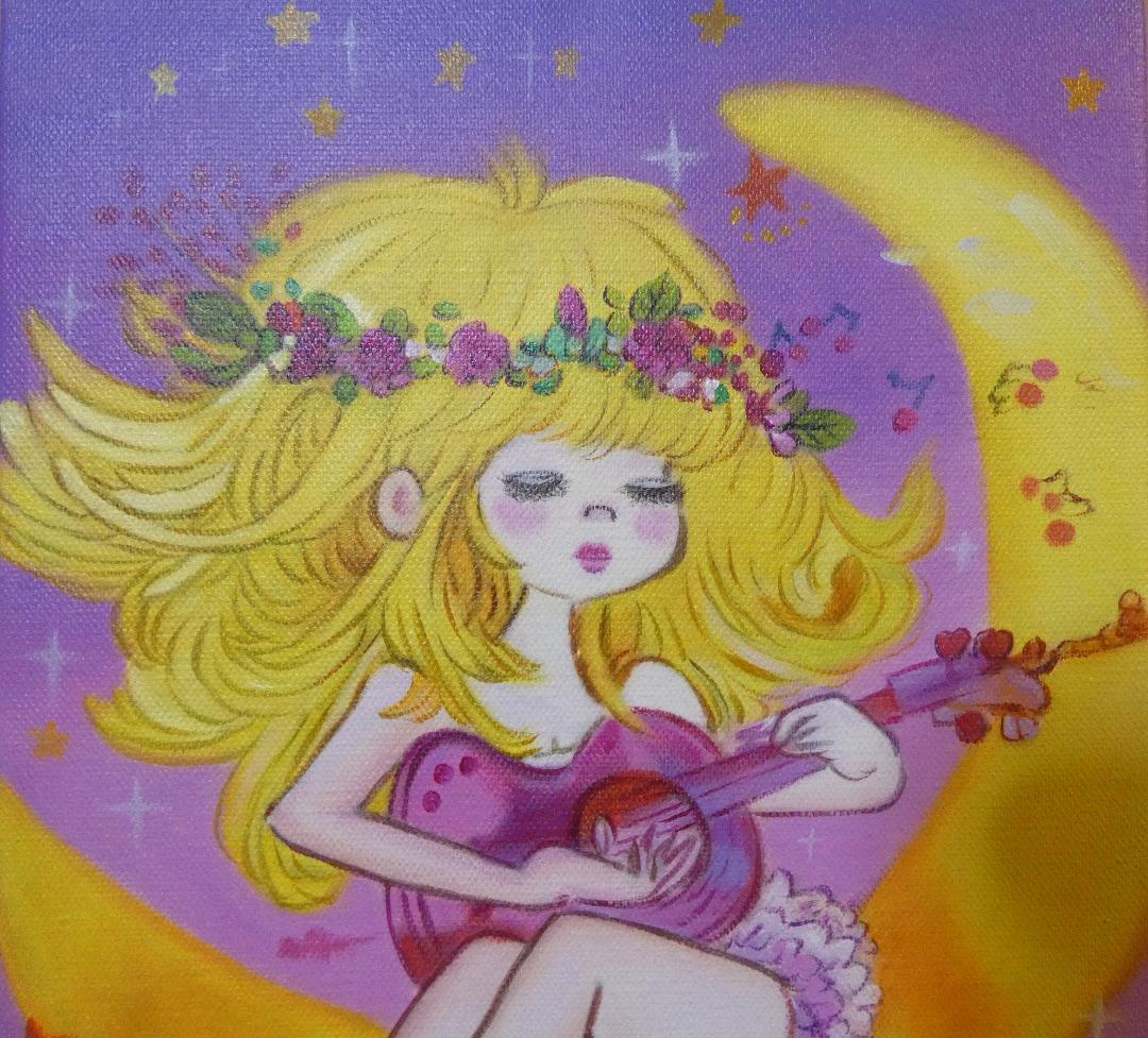 油絵　額付き　水森亜土　 F6 【　人物　】手描き