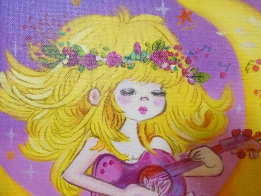 油絵　額付き　水森亜土　 F6 【　人物　】手描き