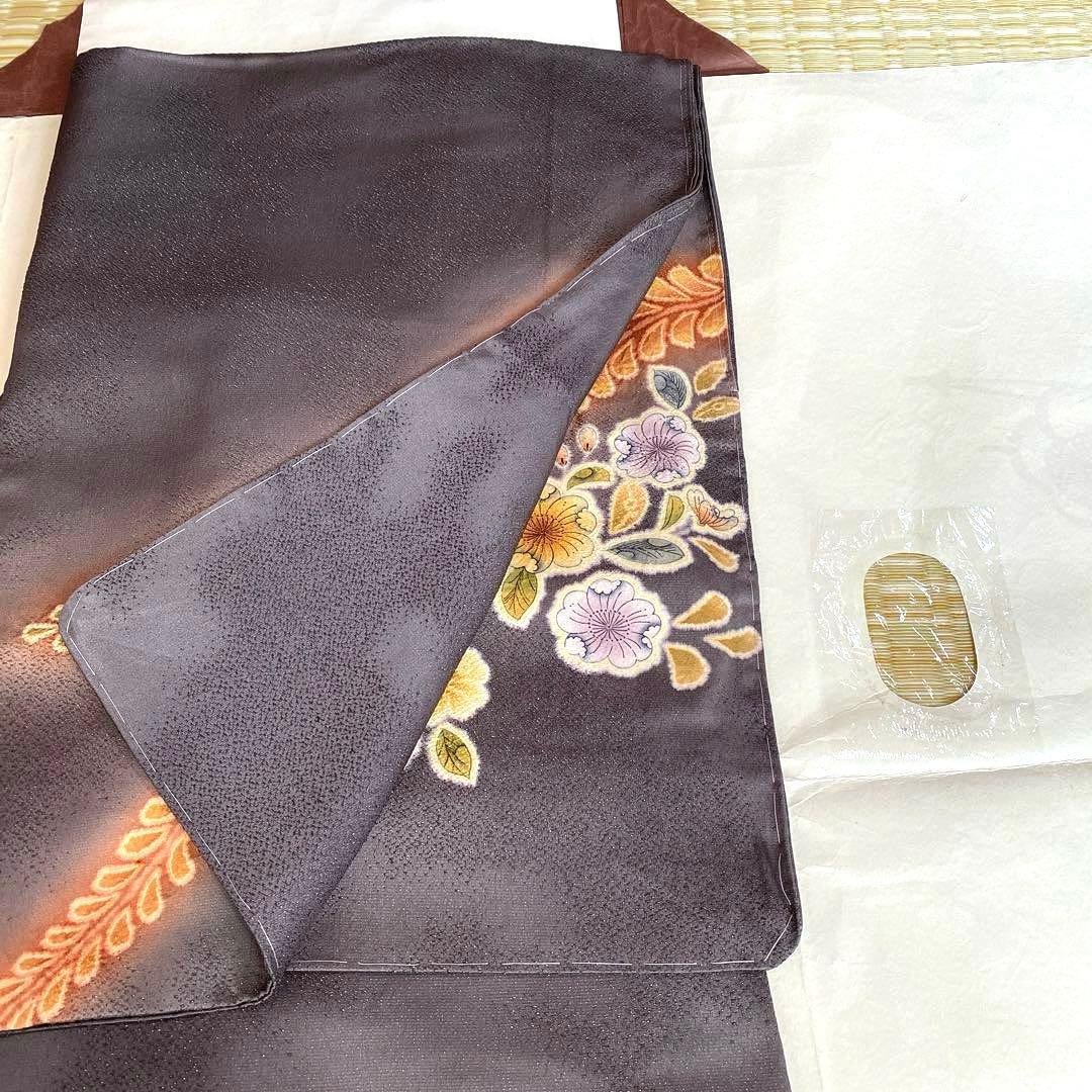 着物-辻が花着物61【未使用・しつけ付き】辻が花の訪問着 正絹 グレー系 高級品