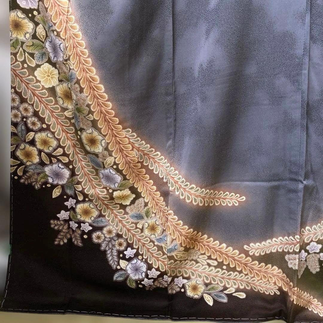 着物-辻が花着物61【未使用・しつけ付き】辻が花の訪問着 正絹 グレー系 高級品