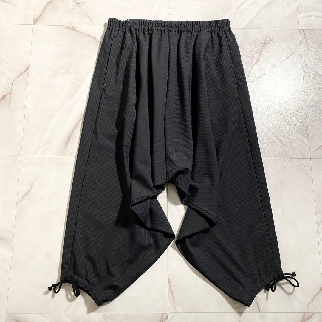 A15207 極美品 ジュンヤワタナベマン22ssストライプサルエルパンツ黒紺M