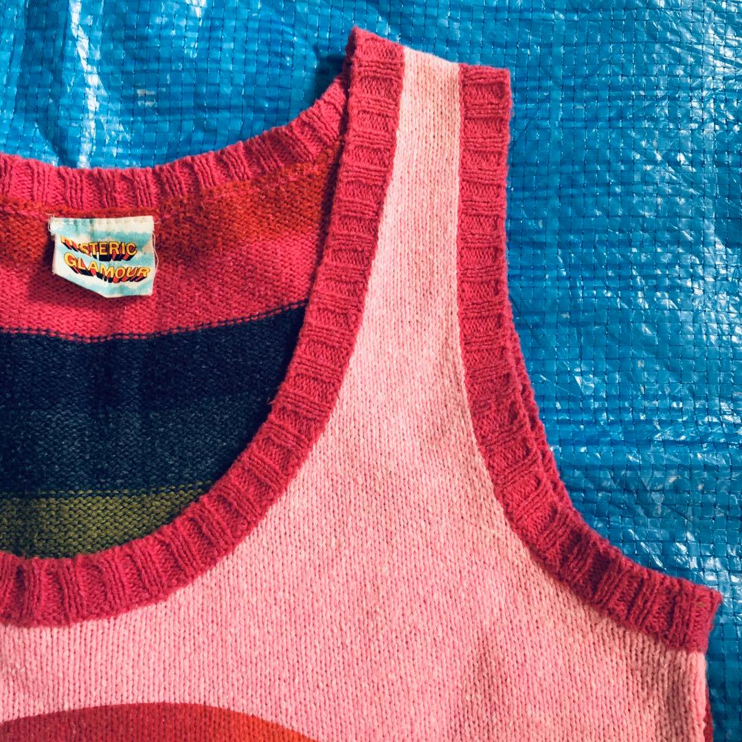 ヒステリックグラマー☆サマーニットタンクトップ⬜︎ノースリーブ⬜︎レインボー⬜︎90s