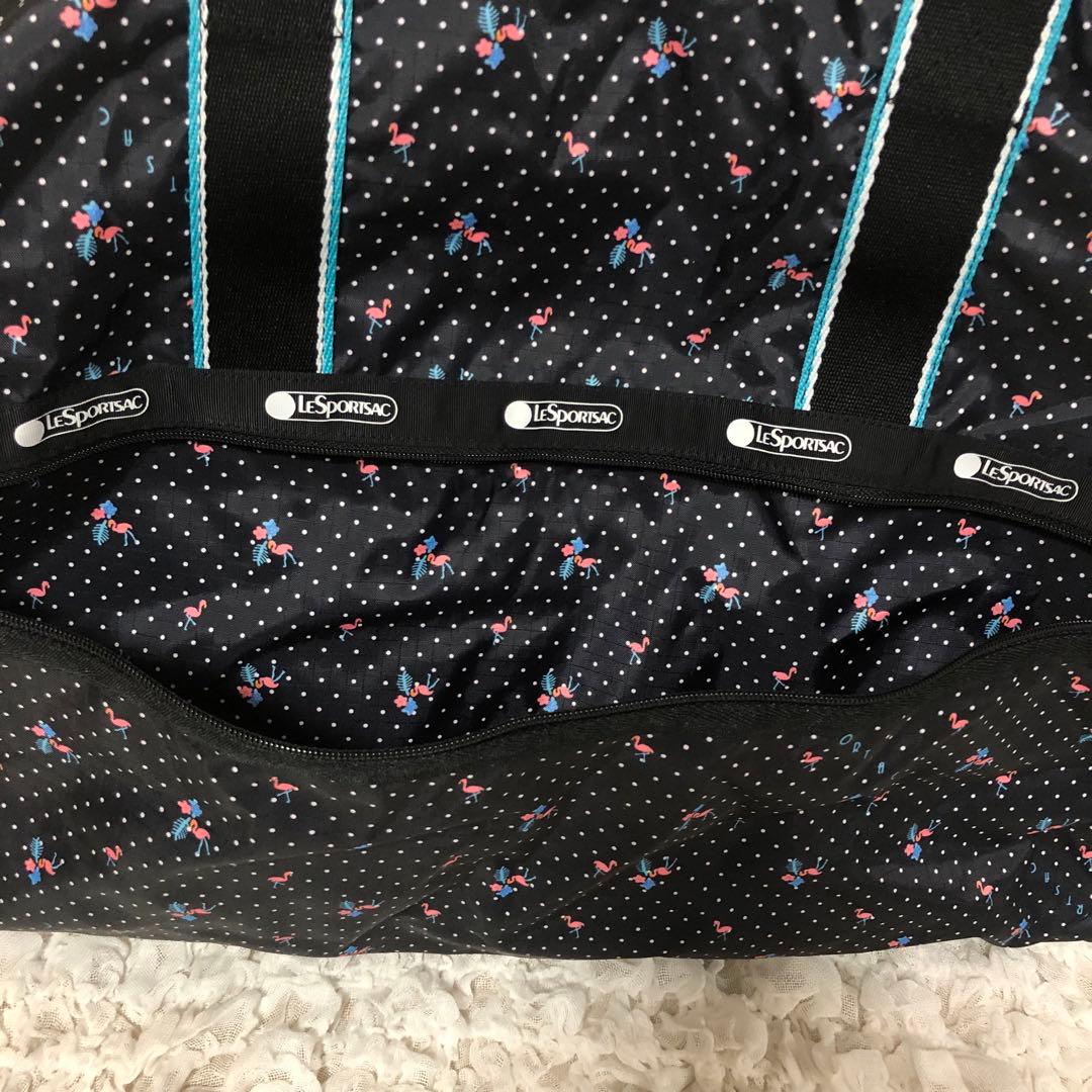 新品【LeSportsac】ボストンバッグ フラミンゴ　黒　ポーチ付き　セット①