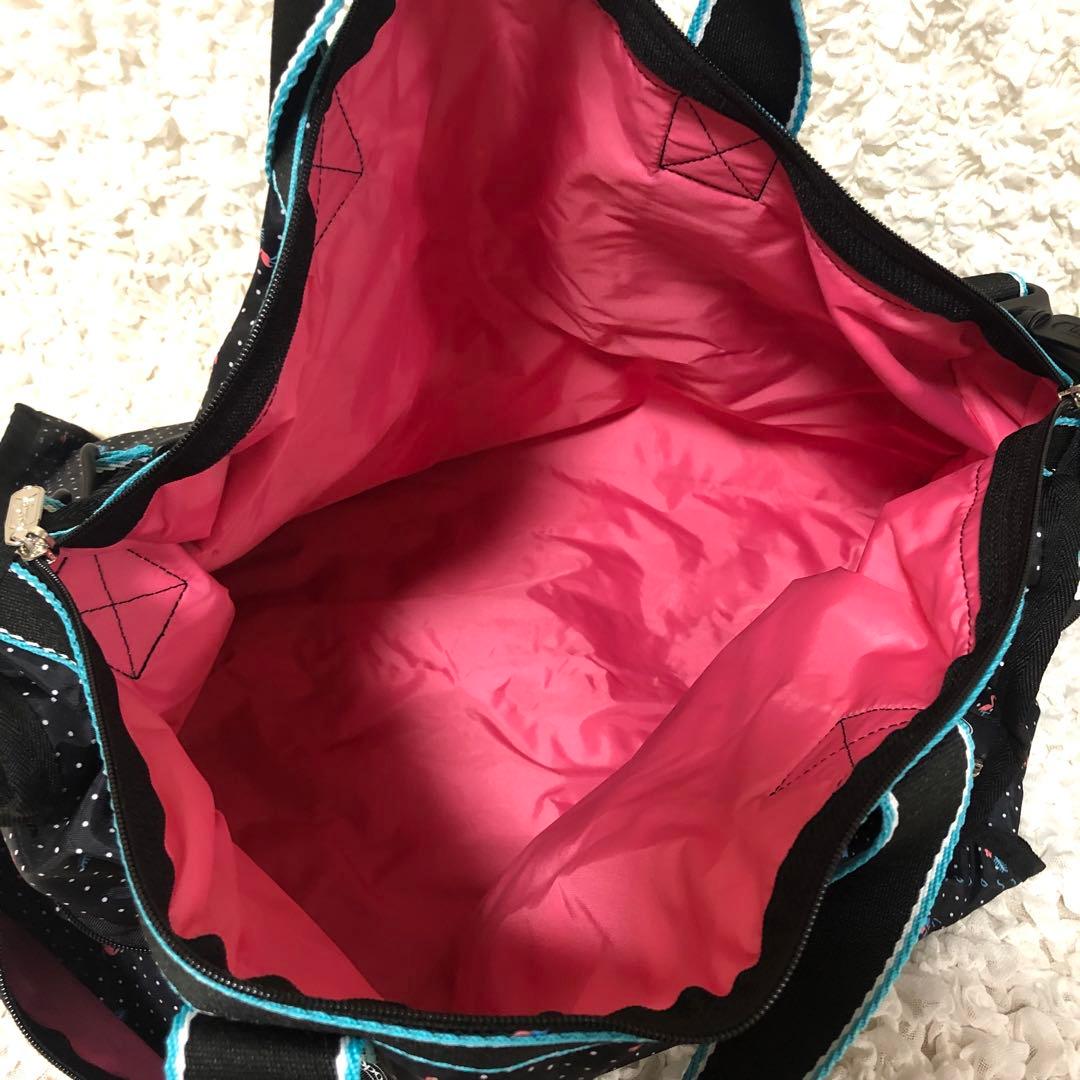新品【LeSportsac】ボストンバッグ フラミンゴ　黒　ポーチ付き　セット①