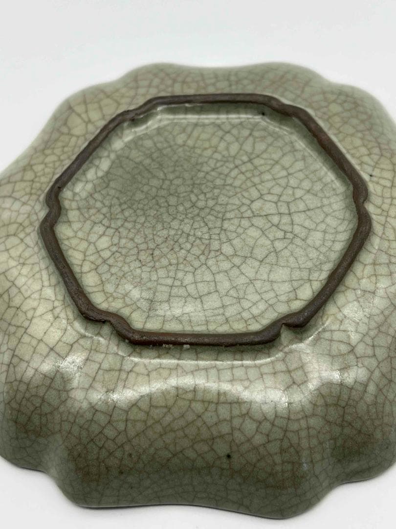 南宋時代 哥窯輪花盤 南宋官窯 【旧家蔵出し】 希少貴重 (E-59)