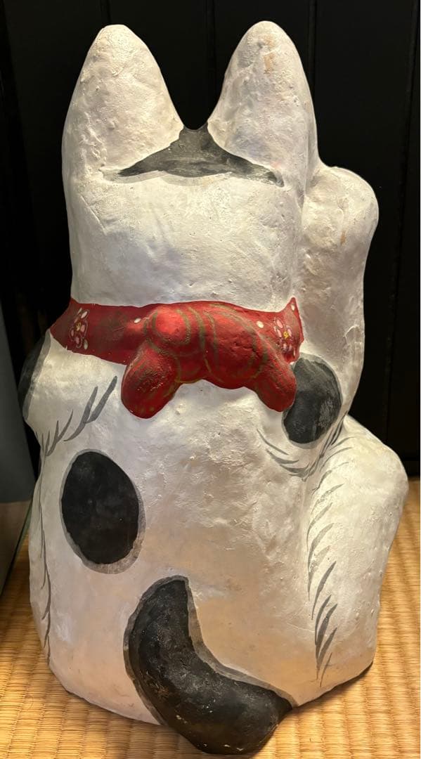 郷土玩具　招き猫(白)特大　まねきねこ　起人形　中島一夫