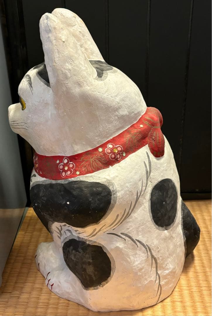 郷土玩具　招き猫(白)特大　まねきねこ　起人形　中島一夫