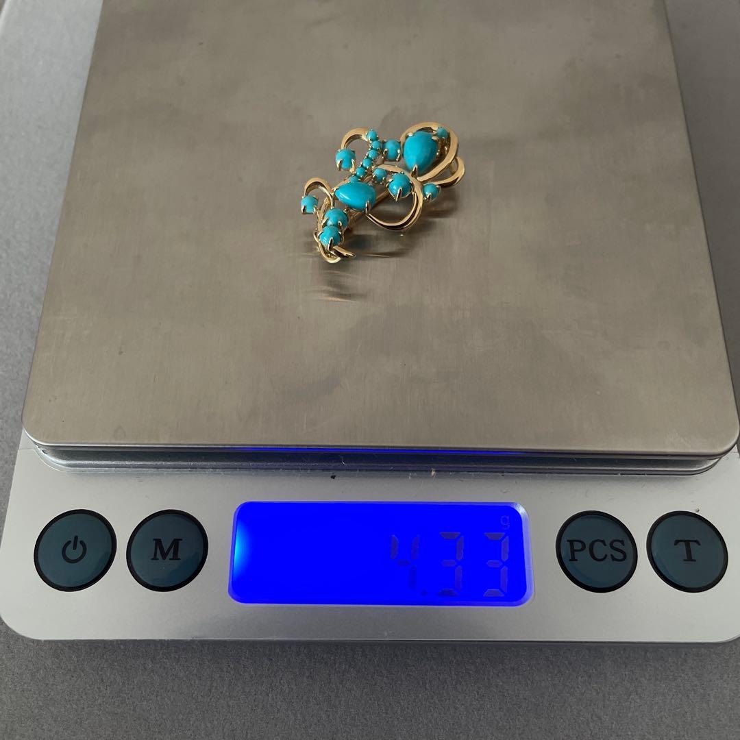 GSTV K18YGスリーピングビューティーターコイズ　ペンダントブローチ