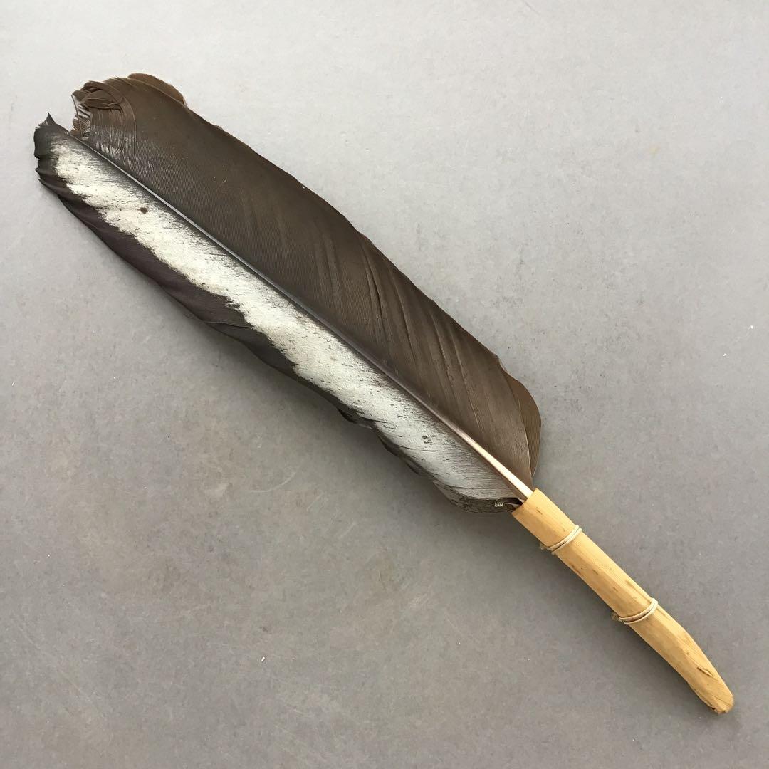 茶道具　御羽箒　三ツ羽根(野雁)羽箒　紙箱劣化有　S68HB