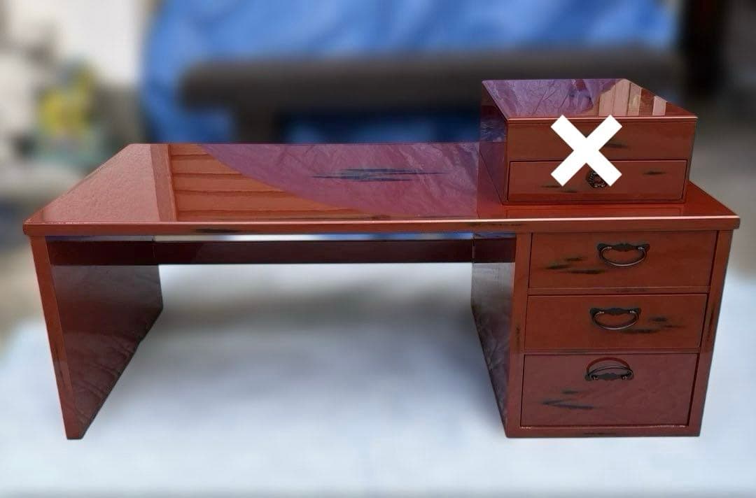 根来塗　島安汎工芸　木製文机　朱塗　昭和レトロ　古民具　学習机