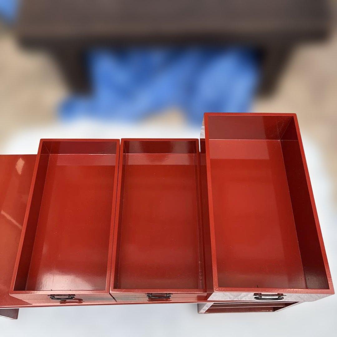 根来塗　島安汎工芸　木製文机　朱塗　昭和レトロ　古民具　学習机