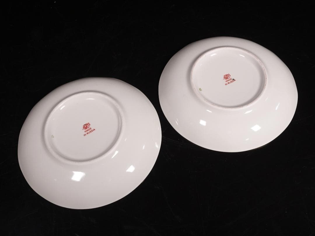 ロモノーソフ LOMONOSOV コバルトネット カップソーサー プレート ペア