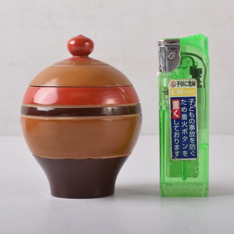茶道具　漆塗　独楽　莨入　煙草入　時代箱付　V　8240