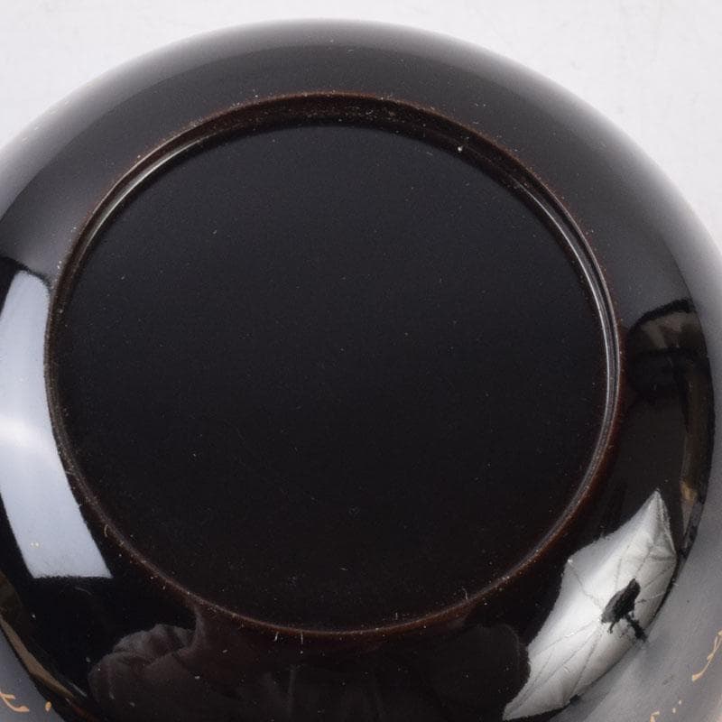 茶道具　黒塗　四季花草蒔絵　棗　共箱　V　8530